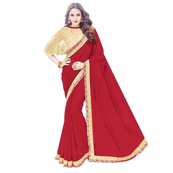 amazon red colour saree