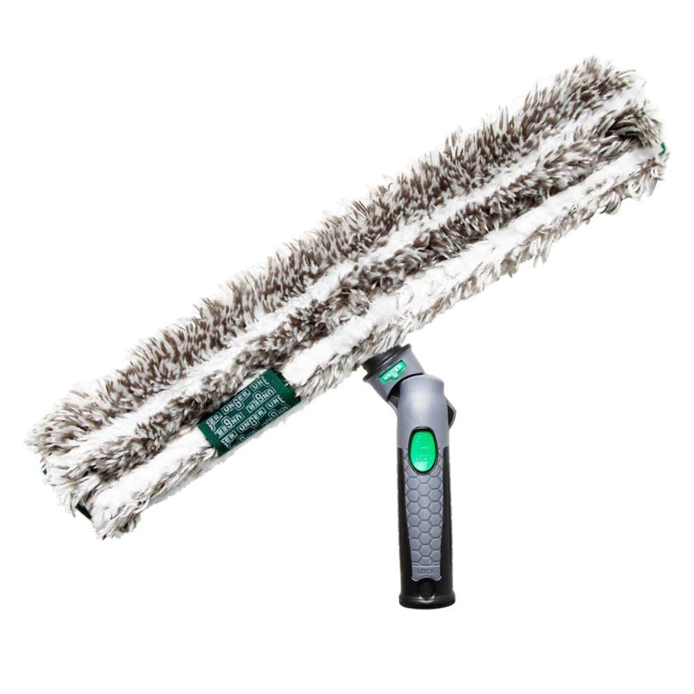 UNGER ErgoTec Ninja Washer 45cm - Squeegee Blade, Microfibre Cover & Rubber Grip Handle - Window Cleaning Equipment
