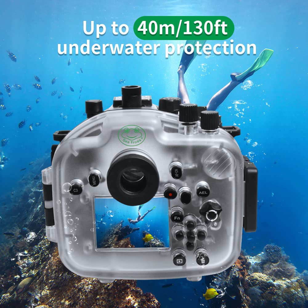 Seafrogs Underwater Housing for Sony A7R IV (ILCE-7RM4A), Waterproof Case for Sony A7R Mark IV + FE 28-70mm, 16-35mm F4, 24-70mm F4, 24mm F1.4 GM, 50mm F1.8, 85mm F1.8 Lens-Black