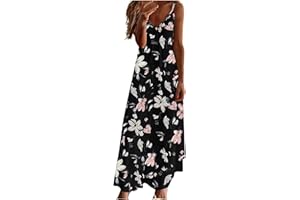 TARIENDY Boho Summer Dress for Women 2023 Flutter V-Neck Dresses Sexy Floral Beach Sundresses Vintage Sling Long Sundress