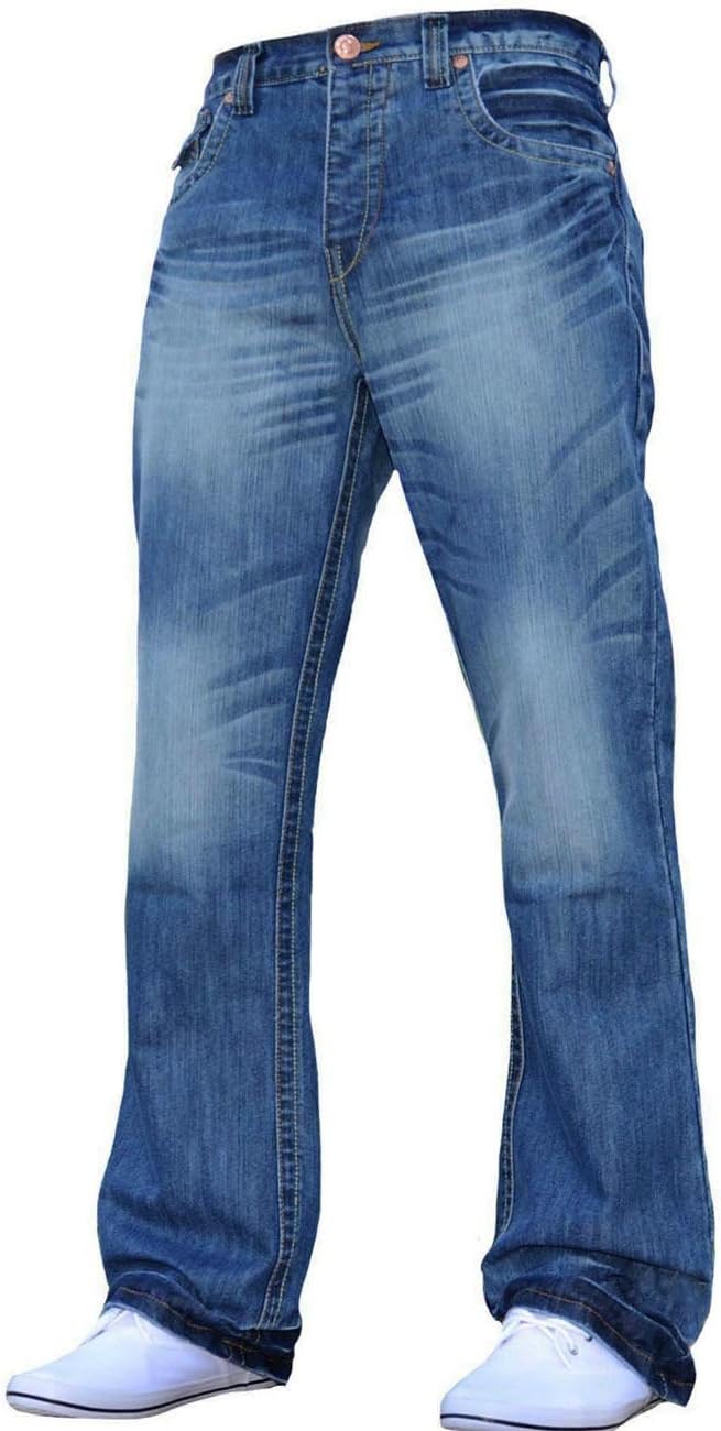 APTMens Basic Blue Bootcut Wide Leg Flared Work Casual Jeans Big
