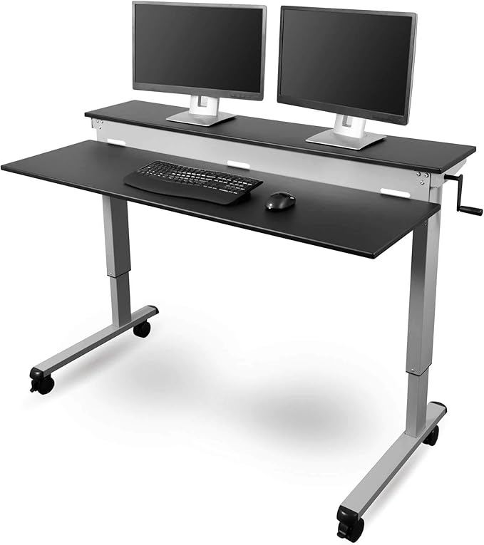 TwoTeir Crank Adjustable Height Sit to Standing Desk Amazon.co.uk