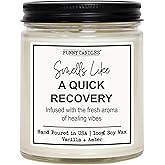 Funny Candles - Get Well Soon “Smells Like a Quick Recovery Infused with Healing Vibes” – 100% Soy Wax, Vanilla Scent – Feel Better Gift for Friends, Coworkers, Her, Him – Made in USA