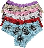 ToBeInStyle Women's Pack of 6 Panties in Snakeskin Print with Lace