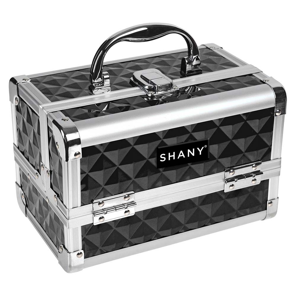 SHANY Chic Makeup Train Case Cosmetic Box Portable Makeup Case Cosmetics Beauty Organizer Jewelry storage with Locks, Multi trays Makeup Storage Box with Makeup Mirror - Black