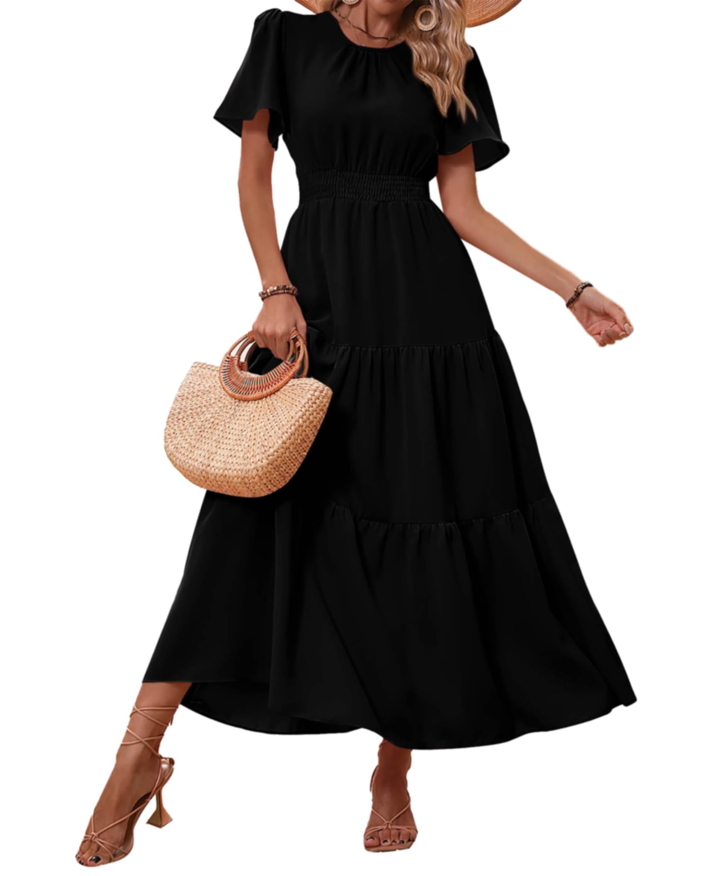 Vestido Largo Midaxi Anaya With Love | Escote Redondo Y Tirantes Finos | Talla Inclusiva 6-30 UK | Tejido Reciclado Elegante