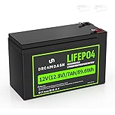 12V 7Ah Lithium LiFePO4 Deep Cycle Battery,Up to 5000+ Deep Cycles,IP67 Waterproof 12V Lithium Battery,Built-in BMS,For Solar Powar,Camera,Lighting,Power Wheels,Fish Finder,Ride on Toys