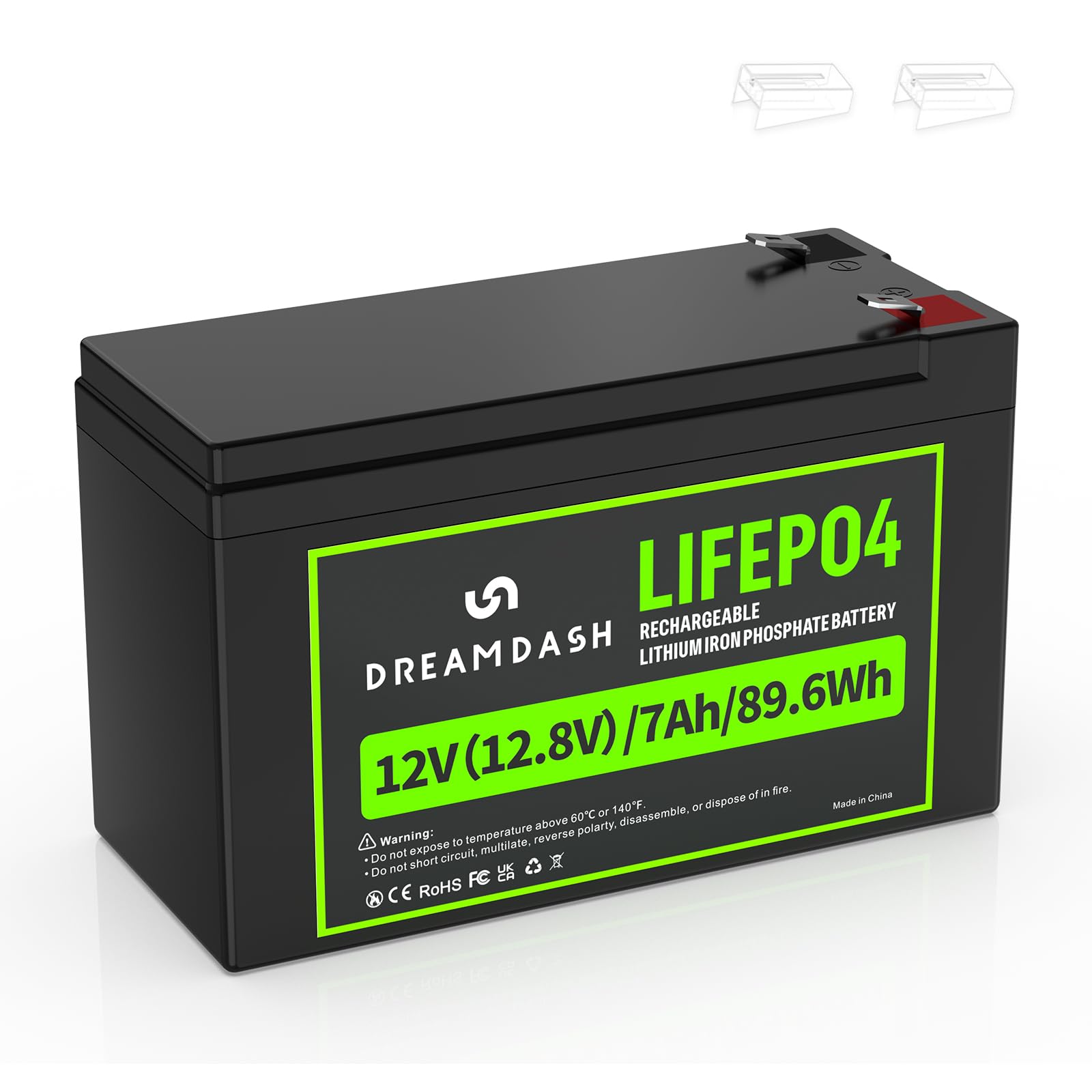 Photo 1 of 12V 7Ah Lithium LiFePO4 Deep Cycle Battery,Up to 5000+ Deep Cycles,IP67 Waterproof 12V Lithium Battery,Built-in BMS,For Solar Powar,Camera,Lighting,Power Wheels,Fish Finder,Ride on Toys