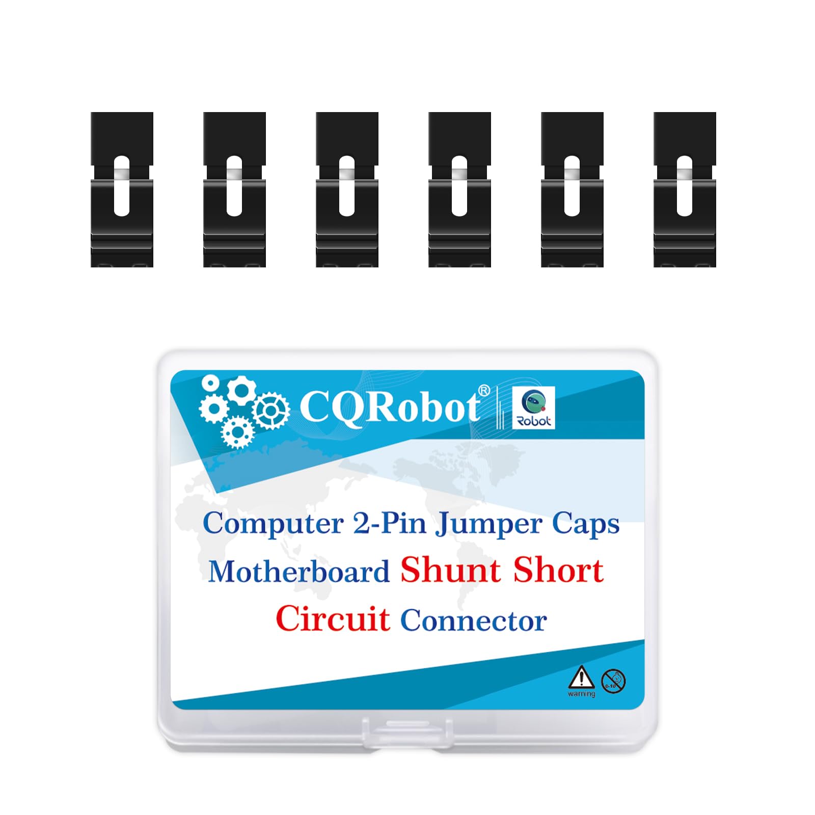 CQRobot 100 Pieces Black Standard Computer Jumper Caps with Handle Pin Shunt Short Circuit 2P Connector 2.0mm. for Arduino Raspberry Pi PCB PC DVD HDD Motherboard Shorting and Other Project. — image 1