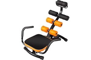 SPORFIT Ab Workout Machine, Height Adjustable Ab Rocker Trainer w/Ergonomic Curved Back, Cushioned Seat, Strong Spring Boost for Core Strength Training, Compact Sit Up Machine for Home Gym