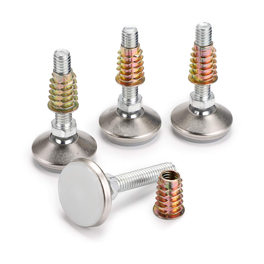 IGNPION Swivel Furniture Adjustable Feets, 4 Pcs Metal Leveling Feet M8 Thread Furniture Chair Table Leg Adjusters Leveler