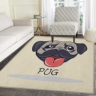Amazon De Mops Teppich Fur Kinder Cartoon Mops Motiv Karikatur