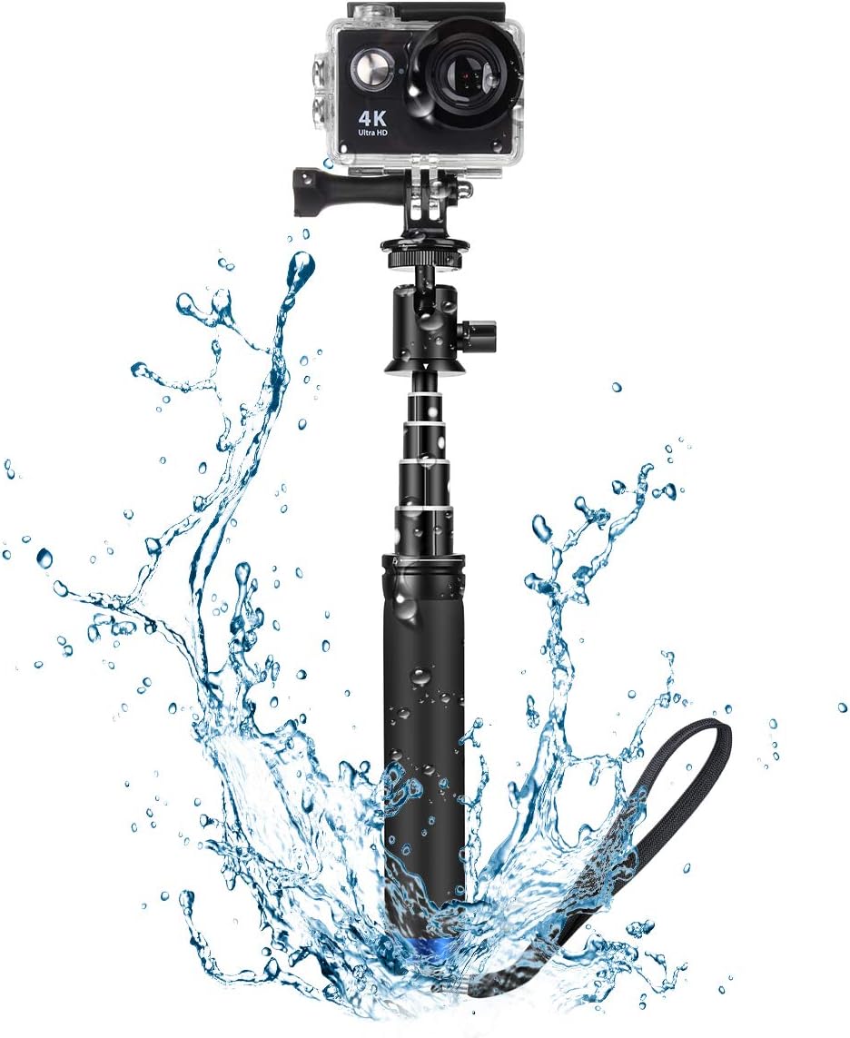 BlitzWolf Selfie Stick, 71cm Waterproof Handheld Monopod with Action Camera Adapter, Mini Extendable Aluminum Selfie Stick for Action Camera, 360 Video Action Cameras, DSLR Cameras