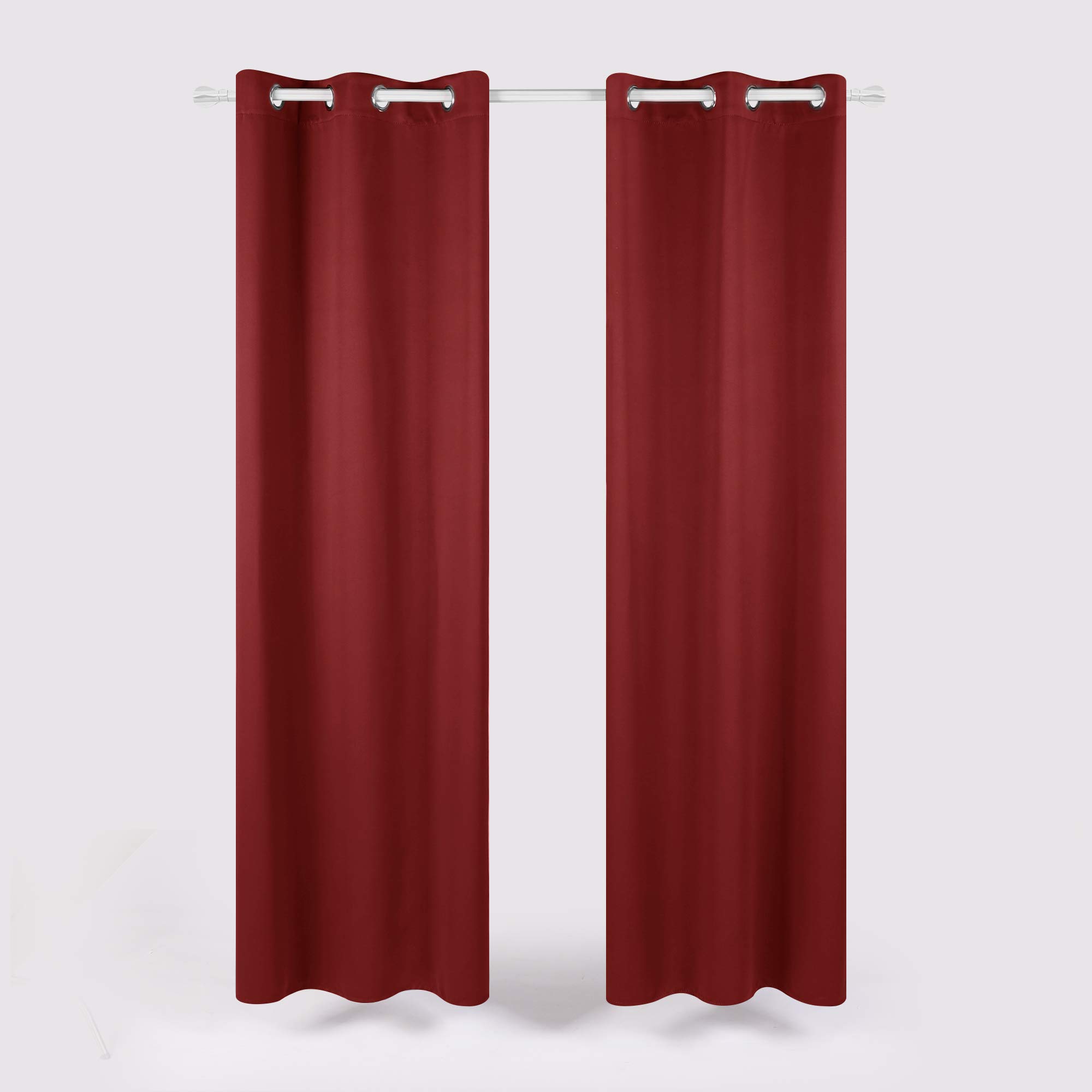 Deconovo Room Darkening Thermal Insulated Blackout Grommet Window Curtain for Living Room,Red,42x108-inch,1 Panel