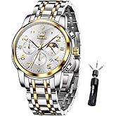 OLEVS Watches for Men Luxury Analog Waterproof Stainless Steel Casual Big Face Chronograph Classic Fashion Roman Numeral Quartz Date Men's Wrist Watches Reloj para Hombre