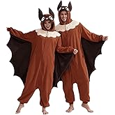 vavalad Adult Bat Onesie Pajamas Bat Halloween Costume Cosplay Onesie Women Men