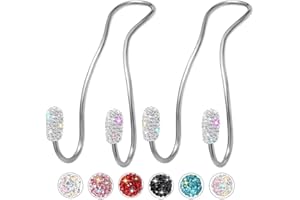 MTGOCHA Car Bag Hooks, Cute Rhinestone Car Seat Hooks Hanger, Universal Car Headrest Hook for Purse Bag Metal Car Purse Holder Hook, Bling Car Accessories, Silver