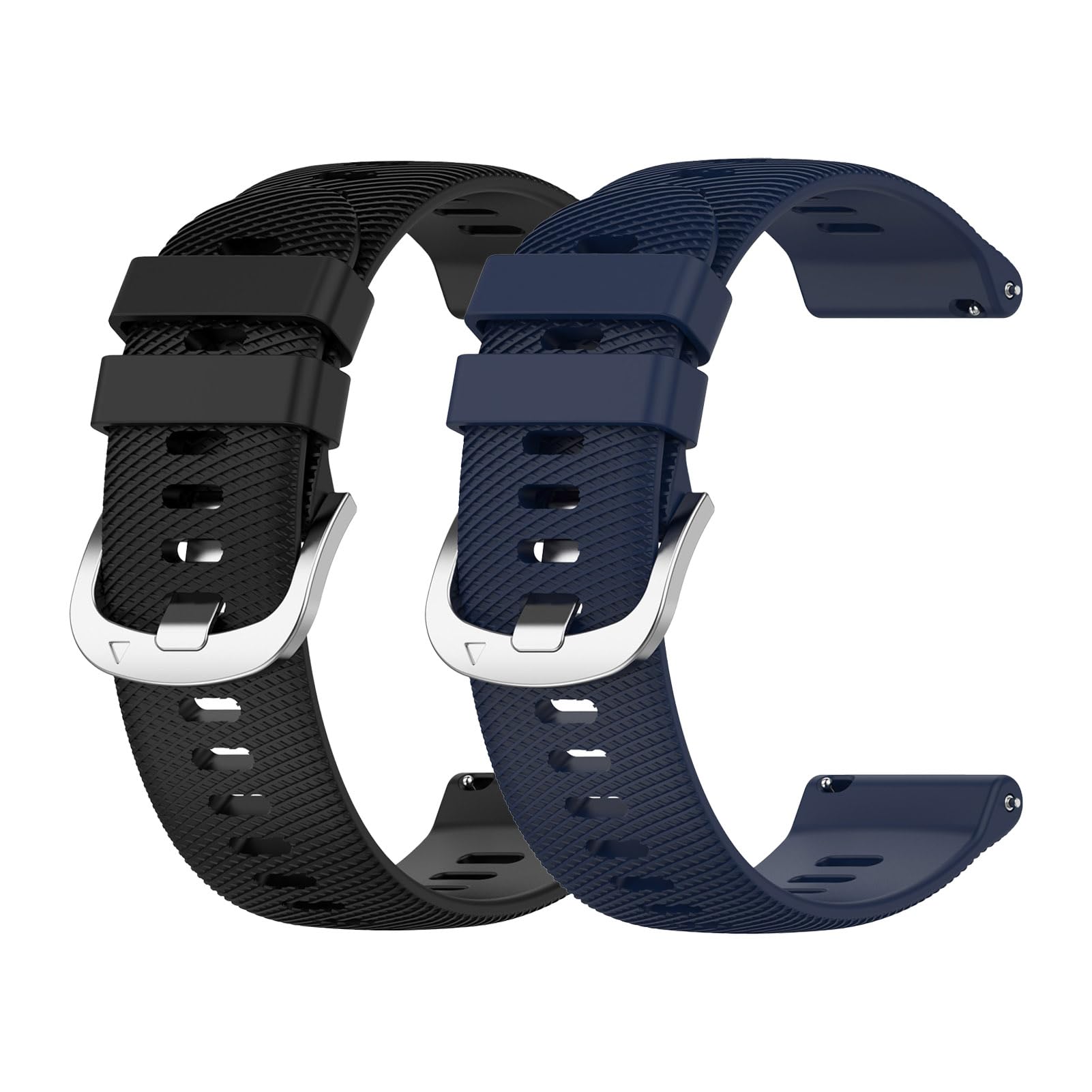 Garmcool 2 Pack 22mm Straps Compatible with Garmin Forerunner 255/Vivoactive 4/ Venu 3 Strap Black, Blue Women Men, Silicone Classic Replacement Watchbands (Strap Only)
