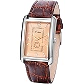 Avaner Vintage Square Wrist Watches: Analog Quartz Leather Business Casual Retro Watches for Men and Women