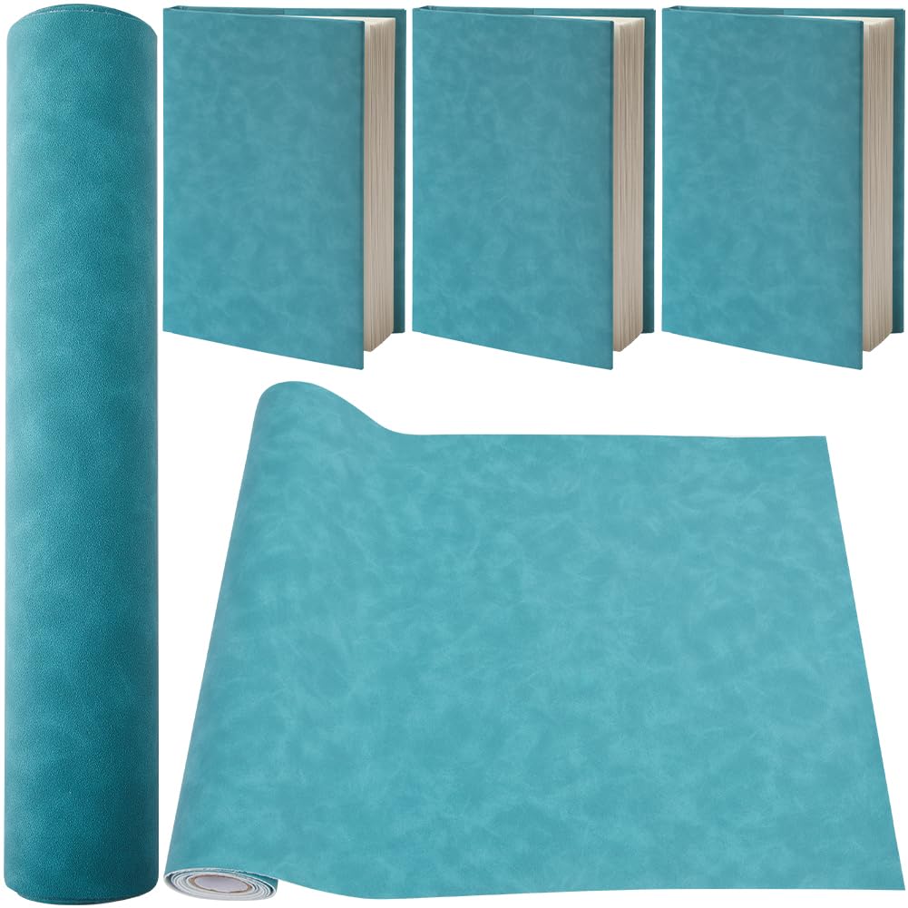 CRASPIRE 51 x 11.8in Book Cloth Fabric Suede Leather Fabric Surface Non-Woven Base Lake Blue for Books Binding Covering Protector A4-A8 Bookcover Album Scrapbooking DIY Bookcloth Bookbinding Supplies
