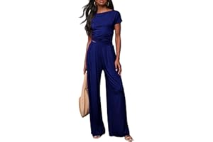DISCIPBUSH 2 Piece Sets for Women Summer Crop Tops, Wide Leg Palazzo Pants Matching Lounge Sets for Women Vacation Outfits