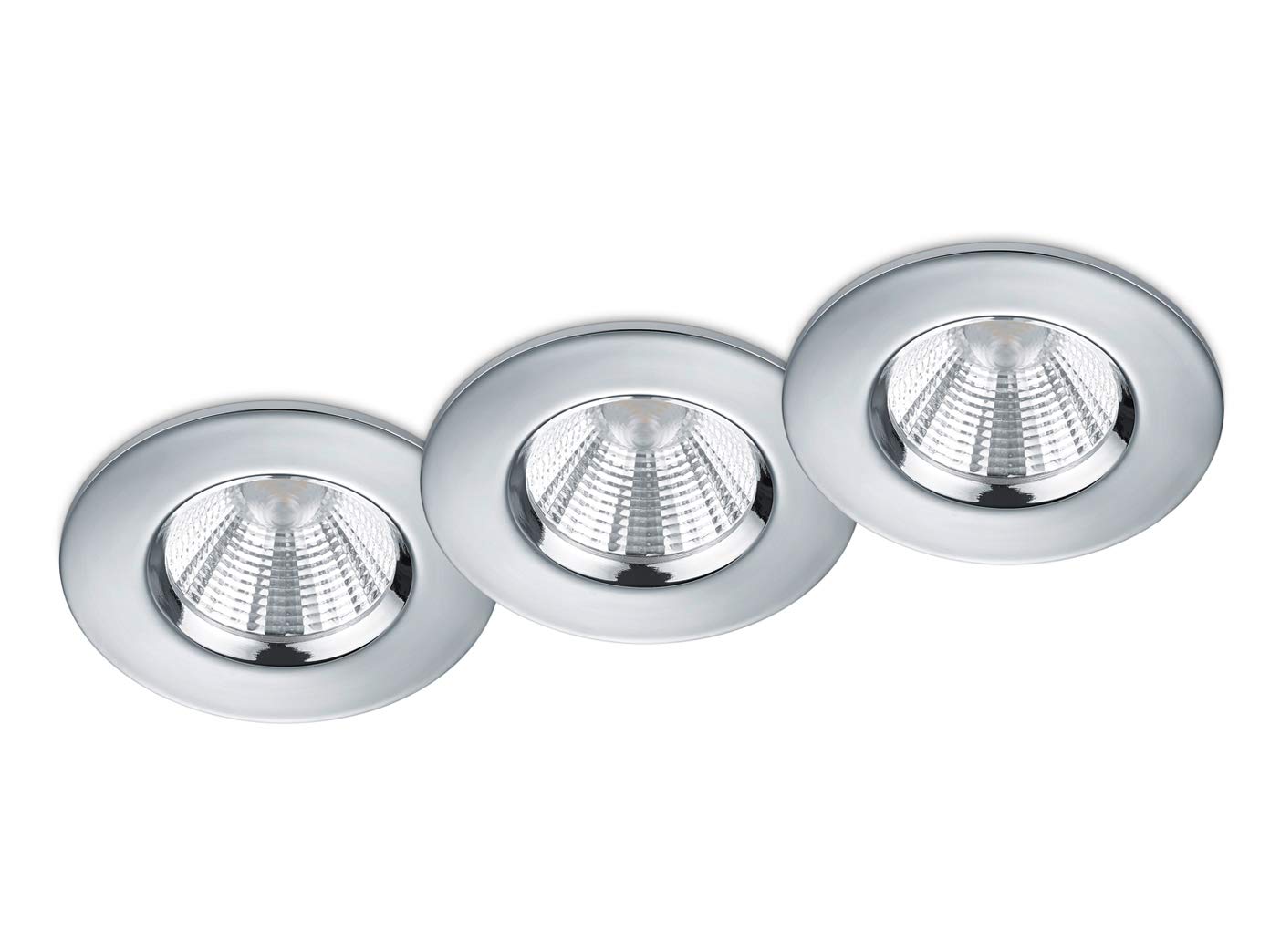 Trio Leuchten Zagros 650710306 LED Recessed Lights Set of 3 Metal Chrome with 3X 5.5 Watt LEDs