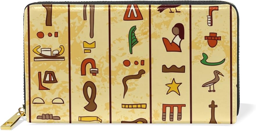 Coosun Antichi Geroglifici Egiziani Vera Pelle Di Alta Capacita Del Supporto Del Raccoglitore Della Carta Organizzatore Con Cerniera Frizione Borsa Per L Multicolore Amazon It Valigeria La Carta Per I Geroglifici