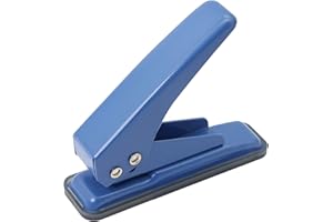 HUTOU Single Hole Puncher Handheld 1/4 Inches Hole Punch, 20 Sheet Paper Punch Capacity Metal Hole Puncher with Skid-Resistant Base for Paper, Chipboard, Art Project, Blue