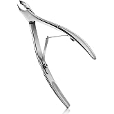 FERYES Cuticle Clipper with Pusher, 2 in 1 Professional Cuticle Trimmer, 6mm Full Jaw Cuticle Nipper, Stainless Steel Cuticle Remover Tool Mirror Silver
