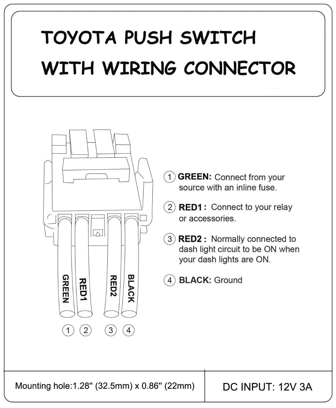 Blue AUX Battery Push Button Switch for Toyota