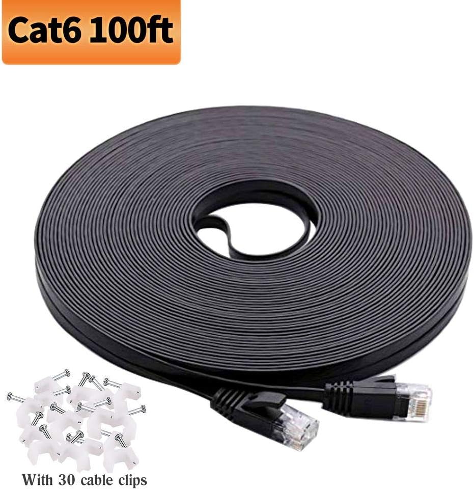 Viodo Cat 6 Ethernet Cable,Flat Internet LAN Patch Cable Cords, Cat6 Solid High Speed Computer Internet Cable with Clips, Rj45 Connectors Network Cable Faster Than Cat5e/Cat5