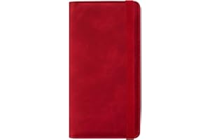 HOTCOOL Checkbook Cover with Elastic Band - Premium Leather Clear PVC Divider Durable, Compact, and Multi-Functional Holder Wallet Case for Man and Woman, Skin - Red