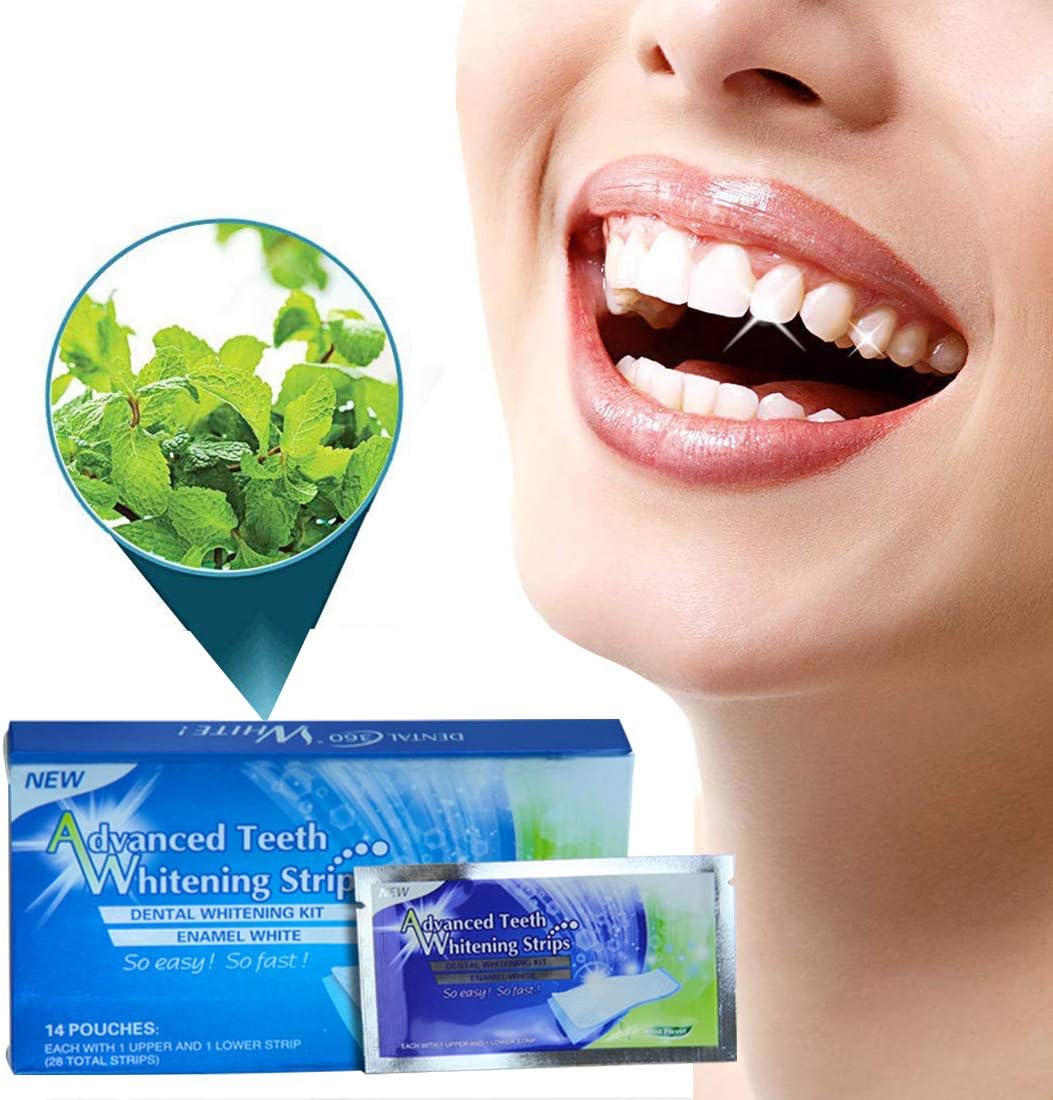 FuLanDe Teeth Whitening Strips,Professional Tooth Whitener 28pcs,Teeth Whitening Strips,No Sensitivity - Non Peroxide Bleaching Treatment for Tooth Whitening Smile Teeth Care