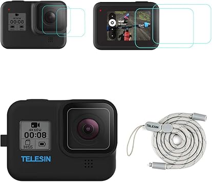 Amazon Com Telesin Silicone Protective Case With 2 Pack Tempered