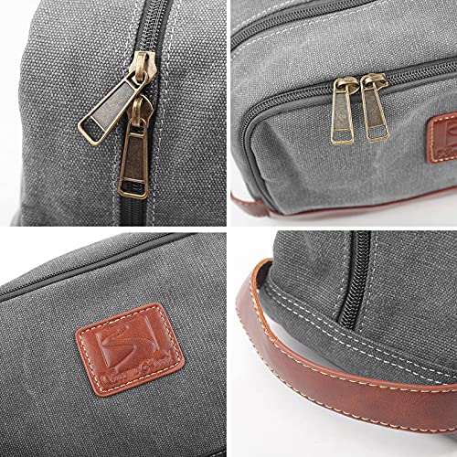 SEEMEROAD Toiletry Bag for Men, Travel Toiletries Bag|Water-resistant Dopp Kit, Leather Shaving Organizer for Cosmetic, Hygiene (L, Gray)