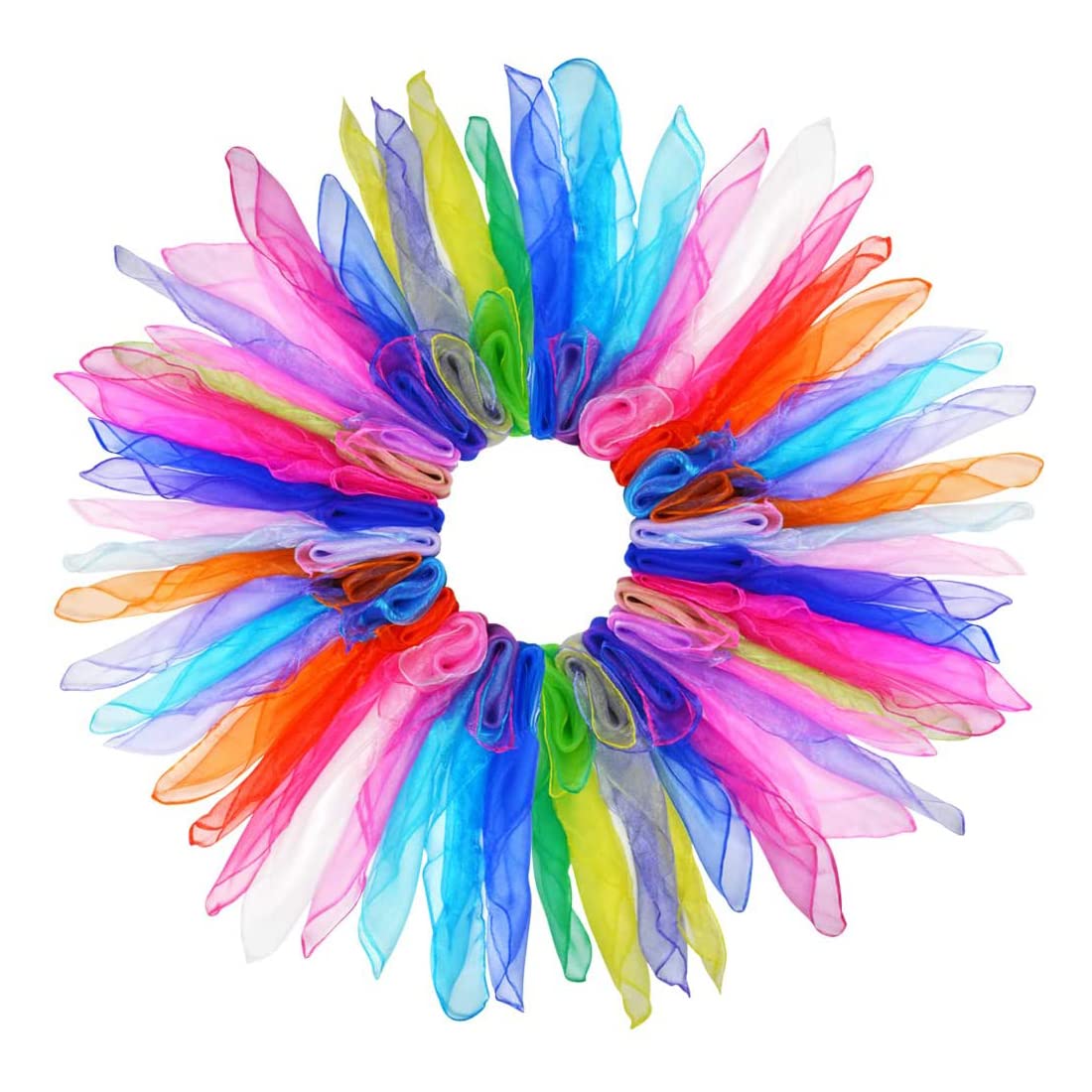 Kovake 16 Color Dance Scarves (24‘’ by 24''), Square Juggling Magic Tricks Performance Props Accessories Scarf, Movement Rhythm Band Sensory Scarves (Gradient Color)