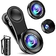 Criacr Phone Camera Lens (Upgraded Version), 3 in 1 Cell Phone Lens Kit for iPhone, Samsung, 180°Fisheye Lens, 0.6X Wide Angle Lens, 15X Macro Lens, for TIK Tok Video, Live Show, Video Chat, Vlog, etc
