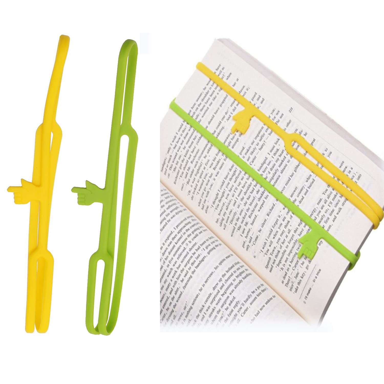WUBAYI 2Pcs Bookmarks Office Bookmarks - Finger Bookmark Elastic Bookmark Perfect, Silicone Book Marker for Women Men Children School Stationary Gift