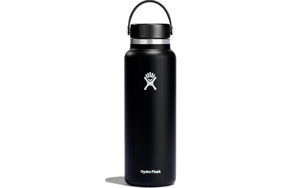 Hydro Flask Water Bottle - Insulated Stainless Steel - Wide Mouth Flex Lid, Non Spill, Leakproof and Refillable in 40 Oz