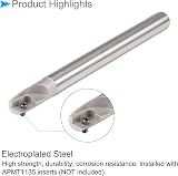 CoCud 1 Flute 0.4" Indexable End Mill 90 Deg R0.8 for APMT1135 Steel Milling view 4