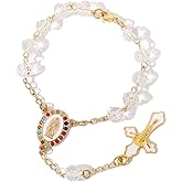 RUIFUU Car Rosary for Rearview Mirror Hanging,Car Mirror Hanging Accessories Charms for Rear View Mirror Catholic Religious Gifts for Women Men