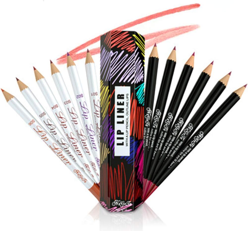 Makeup Matte Lip Pencil Long Lasting Velvet Waterproof Smooth Lip Liners Pen Set Of 12 Colors