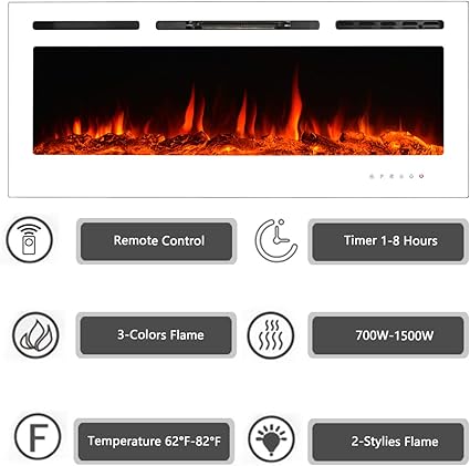 Yodolla 50 Electric Fireplace Insert Touch Screen Control Panel