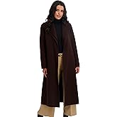 TAHARI Women's Slim Fit Double-Faced Wool Blend Wrap Coat with Tie Belt – Longline Silhouette, Chocolate, Large
