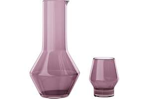 American Atelier Carafe and Glass Set | Water Jug with Matching Tumbler | Easy Pour Spout for No Mess | Use in Office and Kitchen | 43-Ounce Capacity Pitcher | 10-Ounce Tumbler (Plum)