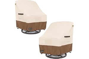 ANartcle Outdoor Swivel Lounge Chair Cover 2 Pack,600D Waterproof Heavy Duty Outdoor Chair Covers(30 W x 34 D x 38.5 H inches),Patio Swivel Chair Covers for Outdoor Furniture,Beige&brown.