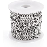 Pandahall 16.4 Feet Stainless Steel Cuban Link Chains Unwelded Small Metal Jewelry Cuban Chains with Spool Roll for Men Women Necklace Jewelry Making Bracelet, 3.5x3x1mm