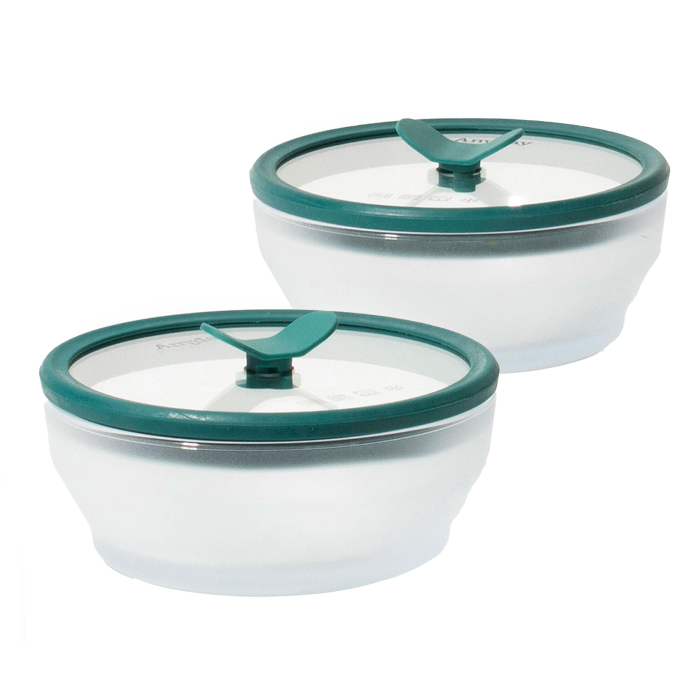 Photo 1 of Anyday 2-Pack (2-Cup) Glass Food Storage Set with Glass Lids | Plastic-Free Frosted Meal Prep Bowls | Stackable Airtight Storage Container Set with Vented Silicone Lid for Microwave-Safe Reheating