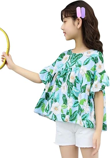 Amazon Omzin子供服 女の子 無地 可愛い 二点 上下セット キッズ服 シフォン Tシャツ 花刺繍 半袖 トップス デニム ミニスカート ガールズ カジュアル 洋服 着回し 春着 夏物 普段着 通園 通学 春 夏 おしゃれ プレゼント Tシャツ カットソー 通販