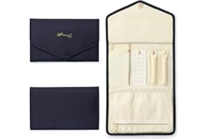 Lychii Jewellery Organizer Roll, Travel Jewel Bag Daily Jewellries Storage Case- Dark Blue